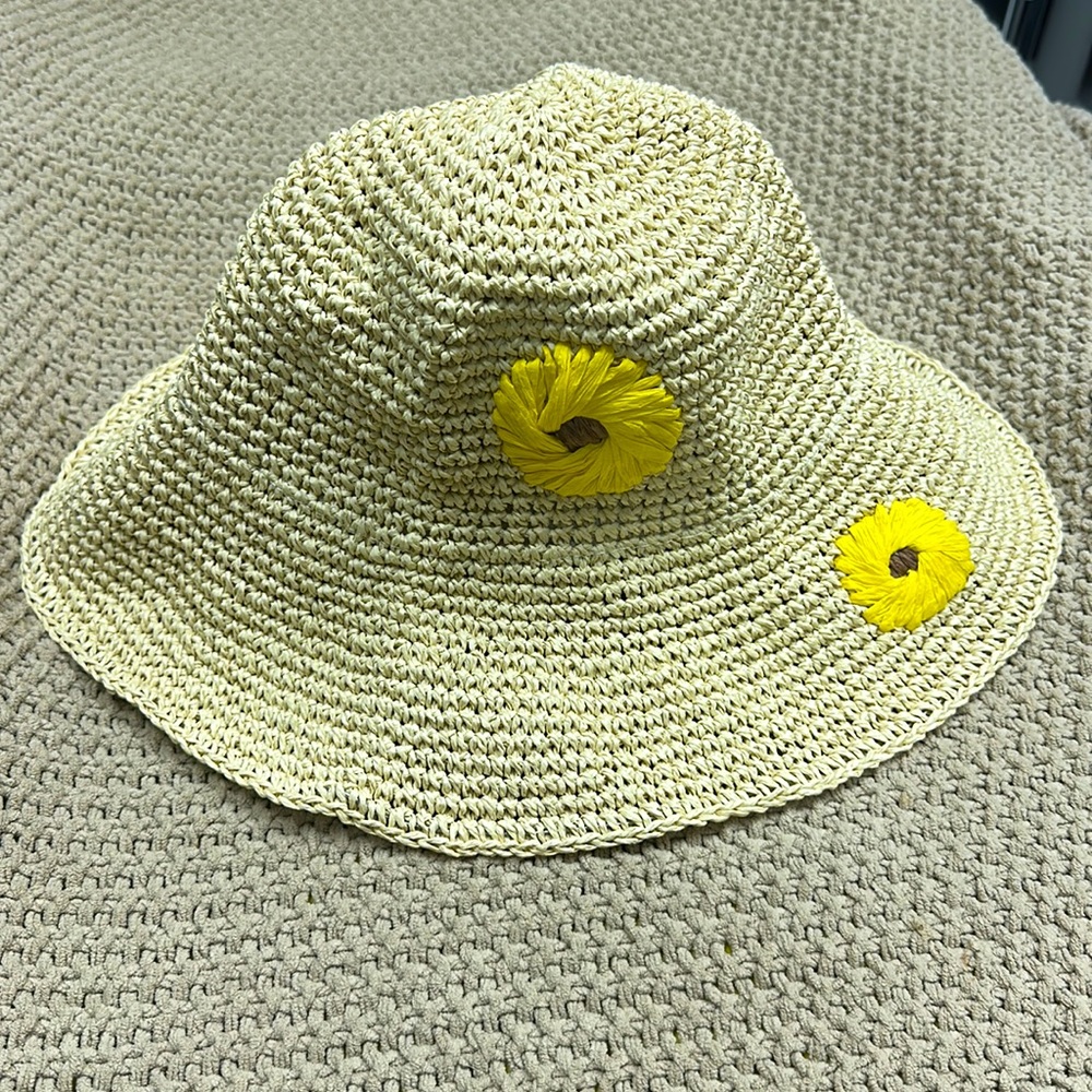 Sunflower Crochet Straw Bucket Hat